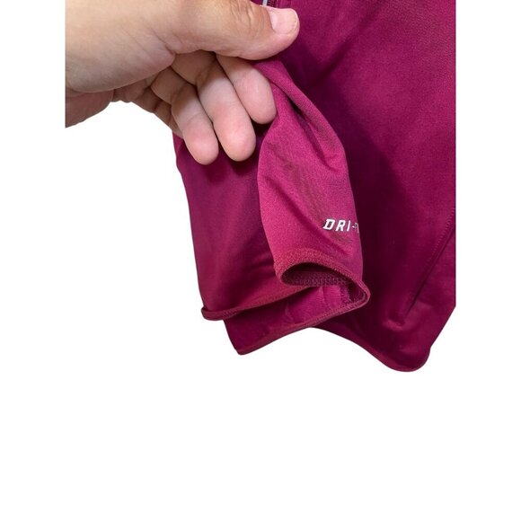Nike Dri Fit Small Sweatshirt Magenta Pink Zip Up Pockets Thumbholes Breathable - Picture 4 of 10